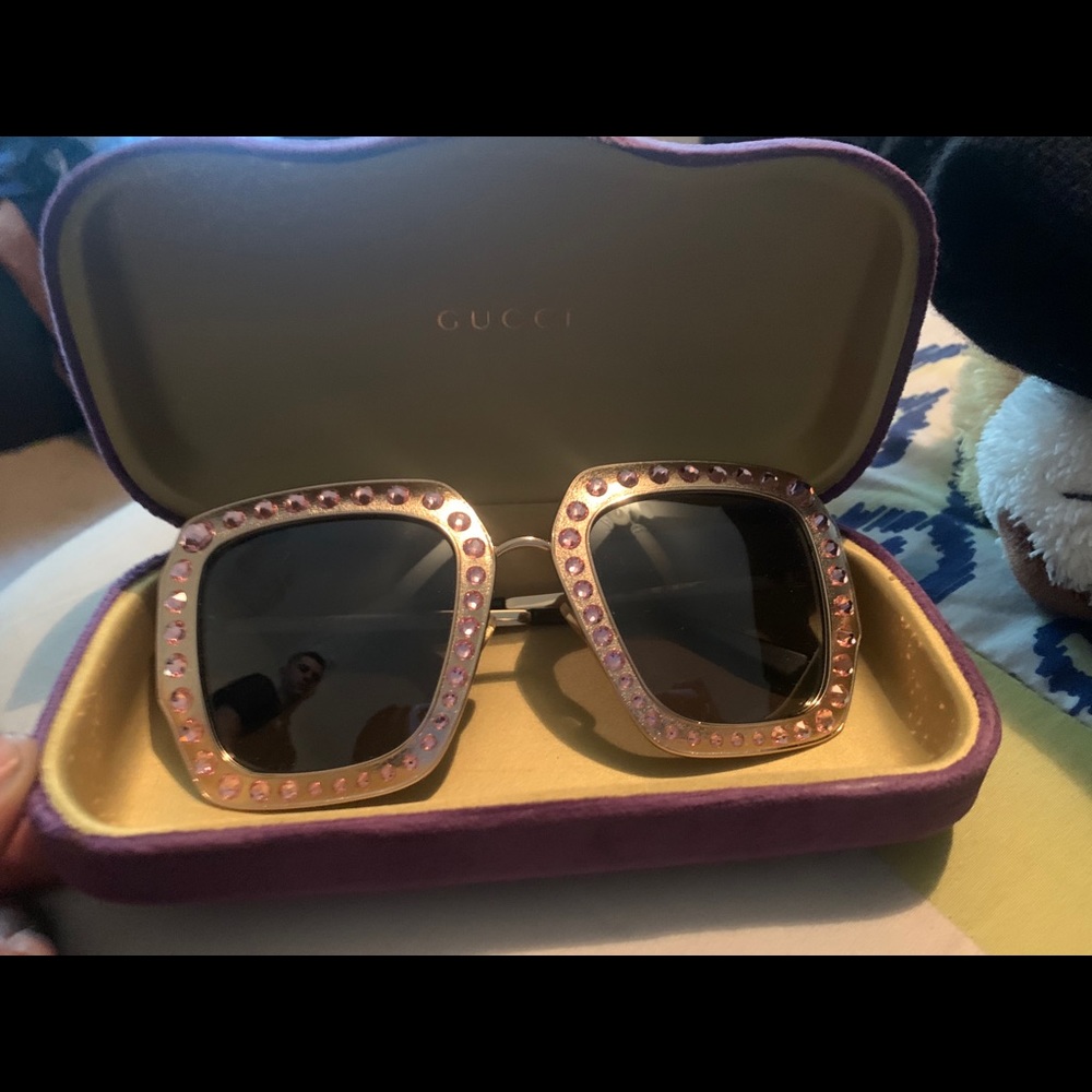 Gucci gold covered in diamonds sunglasses